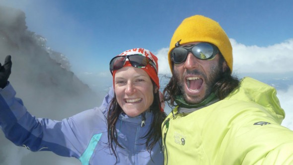 Lori and Niki summit Llaima Volcano